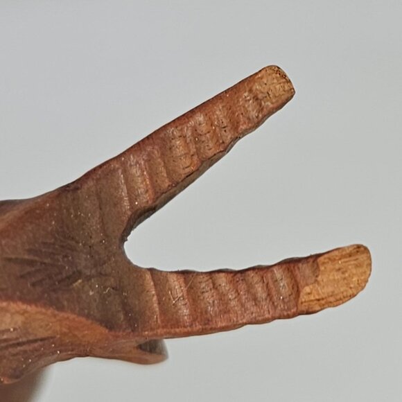 Handcrafted Wooden Goat Figurine Carved Miniature Dark Wood Signed - Picture 8 of 10